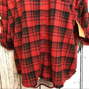 Eden & Olivia Red/Black flannel button down long sleeve top size medium grunge thumbnail 4