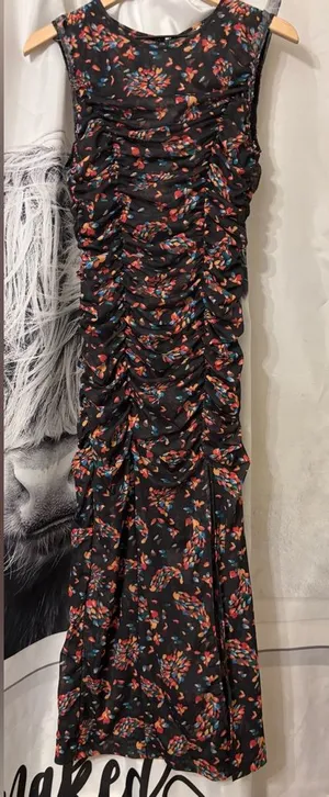 Free People Brielle Floral Ruched Black Dress small - Read thumbnail 1