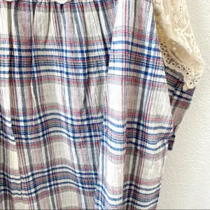 Soiéblu Cold Shoulder Lace Trim Plaid Dress Size Small thumbnail 8