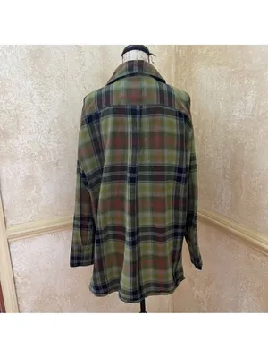 Free People We The Free Izzy Cargo Shirt plaid oversized Shacket Green Grunge M thumbnail 10