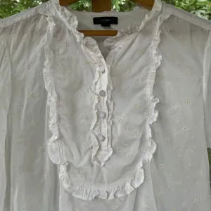 J.Crew Women's Long-Sleeve Ruffle Shirt In Floral Eyelet White Size M thumbnail 3