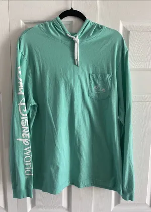 Disney Parks Walt Disney World Mickey Mouse Hoodie Womens L Mint Green Cotton thumbnail 1