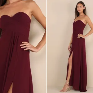 LULUS Elegant Prom Wedding Bridesmaid Sexy Flowy Romantic Strapless Maxi Dress thumbnail 5