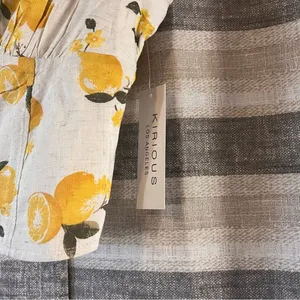 Kirious Tan Lemon Print Lace Up Crop‎ Top Size XL thumbnail 6