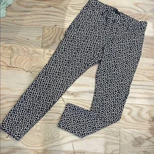Navy blue and White floral Patterned Pants gap size 4 thumbnail 1