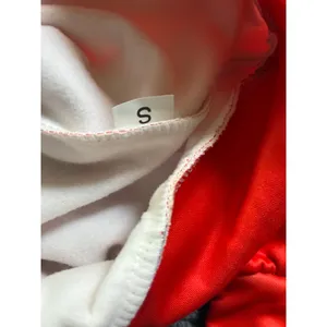 Red Varsity Crewneck Sweatshirt White Sleeve Stripes Sporty Fleece Casual Small thumbnail 6