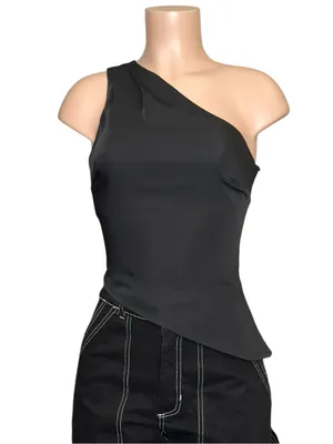 KOOKAÏ Maria One Shoulder Asymmetrical Top, Black, FR34/US2 thumbnail 4