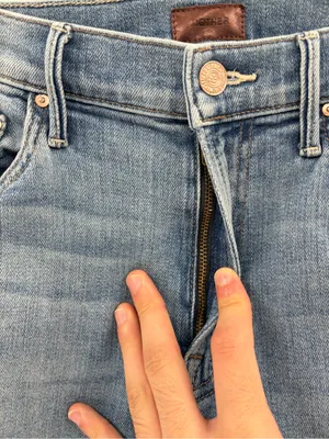 Mother denim the insider cropped a side of beans blue straight leg jeans sz 27 thumbnail 9