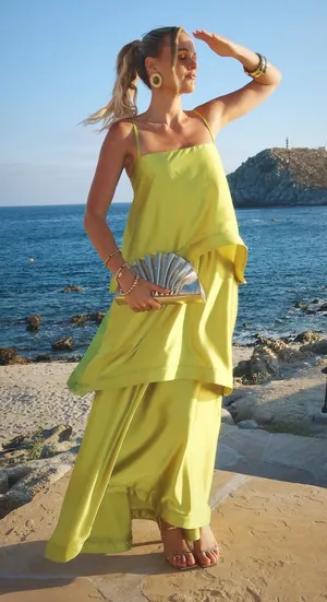 NWT Show Me Your Mumu Ella Chartreuse Green Maxi Dress size XL thumbnail 1