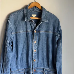 Anthropologie Pilcro Long-Sleeve Denim Micro Mini Shirt Dress Large thumbnail 5
