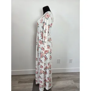 Chris & Carol Floral Maxi Dress Soft Knit Pockets Modest Teacher Cottagecore S thumbnail 3