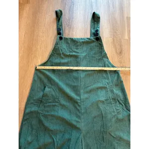 Green Corduroy Wide Leg Overalls XL Teal Ribbed Sleeveless Jumpsuit with Pockets thumbnail 10