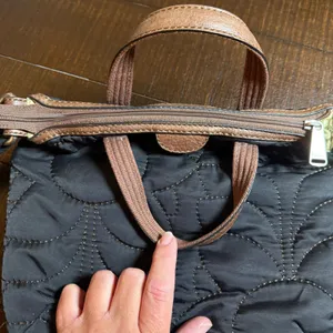 Fossil Key Per Crossbody Bag Small Black Quilted Nylon Leather Trim Satchel VTG thumbnail 9