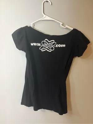 2000s Y2K Swindler 69 Lace‎ Up Baby Tee Black Graphic Top Size S thumbnail 2