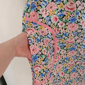 Vintage 80s Artistic Fantasy Floral House Dress Womens Size L Pink Lounge Pocket thumbnail 4