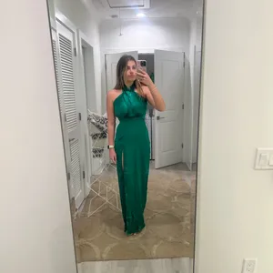 X Revolve Mezcal Gown in Dark Green Amanda Uprichard thumbnail 3