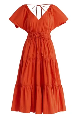 NWT V-Neck Tiered Cotton Maxi Dress thumbnail 1