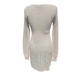 Anthropologie Knitted‎ & Knotted Cream Long Sleeve Alpaca Knit Sweater Dress - S thumbnail 3