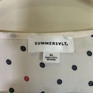 Summersalt Womens Polka Dot Puff Sleeve Top XL V-Neck Smocked‎ Hem Cream NWOT thumbnail 6