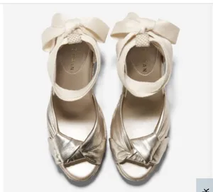Cole Haan Gold Cream Tan Cloudfeel Hampton Wedge Platform Lace Up Sandal thumbnail 4