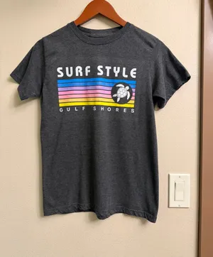 Surf Style “Gulf Shores”Retro Turtle 🐢 Stripe Graphic Tee, Small thumbnail 1