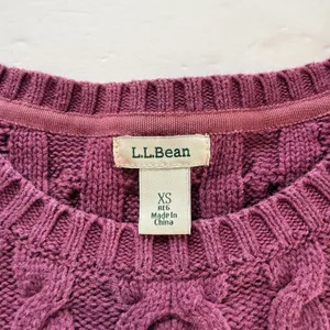 LL Bean Purple Double L Mixed Cable Cotton Crew Neck Pullover Sweater Size XS thumbnail 9