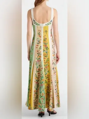 Christian Lacroix Linen Floral Midi Dress | Yellow, Mint & Pink | Size 6🌼💗 thumbnail 4
