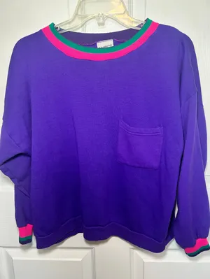 Megatrends Vintage 90s Purple Crewneck Sweatshirt with Pocket‎ Large thumbnail 1