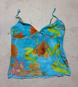 White fox Blue Floral Cami Top Spaghetti Straps XS thumbnail 1