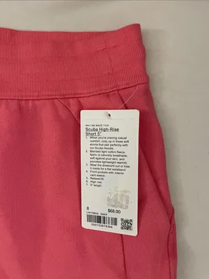 NEW Lululemon Scuba High Rise 5” Shorts Sakura Pink Size 8 with Pockets thumbnail 8