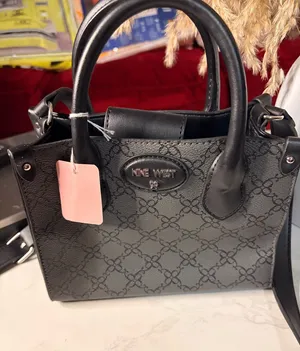 Nine West Black Monogram Satchel Handbag thumbnail 1