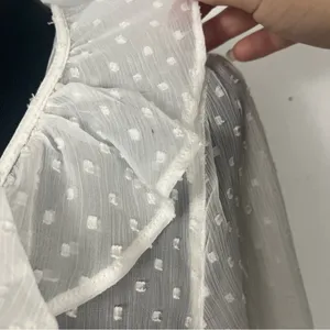 New Abercrombie & fitch while polka dot tie-front ruffle mesh long sleeve small thumbnail 3