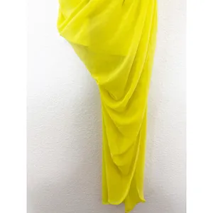 House Of CB Paloma Maxi Dress Yellow Strapless Draped Chiffon Size Small Corset thumbnail 9