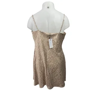 NEW Dynamite Brown Silk Satin Sleeveless Cowl Neck Mini Tank Robe Slip Dress XL thumbnail 3