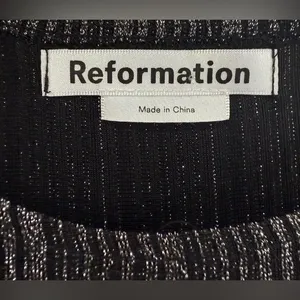 Reformation Mini Dress Metallic / Black Long Sleeve Ribbed Small‎ NEW thumbnail 6