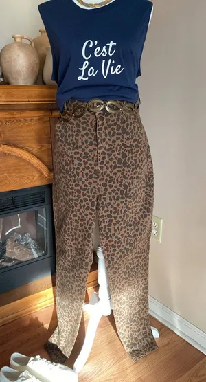 American Eagle Curvy Super Hi-Rise Brown Leopard Print Jegging Jeans Size 18 thumbnail 1