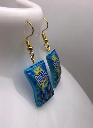 Cute Bugles Chip Bag Earrings Blue thumbnail 3