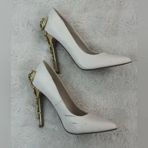 White Heels with Gold Accents thumbnail 3