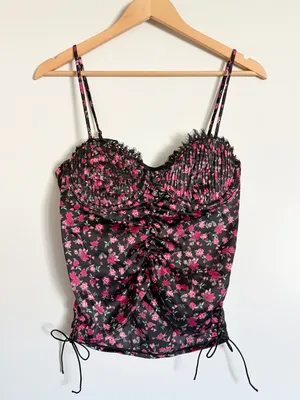 For Love & Lemons Black Floral Fairy Lace Cami Top Cottagecore Romantic Medium thumbnail 3