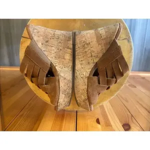 UGG Marta chestnut cork, slip on wedges, size 6 soft suede with woven straps thumbnail 7