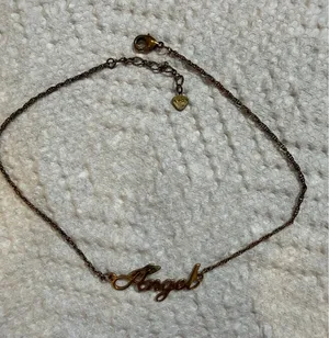 RARE Vintage Avon Gold "Angel' Script Anklet thumbnail 1