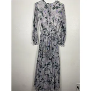 Ivy City Co Sweet Caroline Floral Maxi Dress Size M Lavender Wrap Smocked Sleeve thumbnail 6