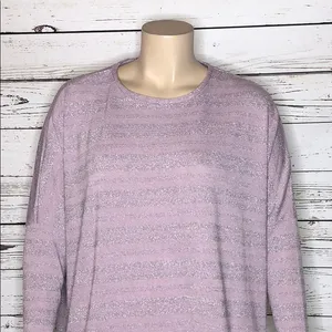 Bisou Bisou NWT Size XL Purple & Metallic Silver Stripe Oversized Sweater Top thumbnail 2
