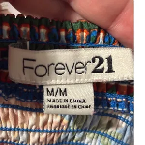 Forever 21 Size Medium Vibrant Multicolor Floral Smocked Strapless Mini Dress thumbnail 4