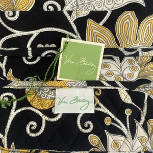 VERA BRADLEY Hanging Wallet Purse Crossbody bag Black Yellow White Small thumbnail 8
