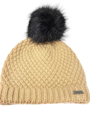 Sorel Cozy Knit Faux Fur Pom Beanie Women's Tan thumbnail 1