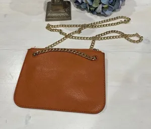 Like new! Brown Vegan leather thin cross body gold chain‎ Bag thumbnail 1