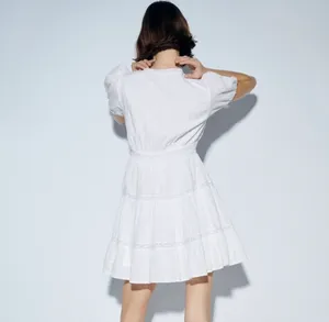 Zara white lace crochet mini dress white shirt sleeve summer sundress thumbnail 5