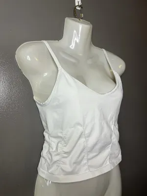 FP Movement Camisole Tank Top Womens Small White Stretch Ruched Crop Jersey thumbnail 2