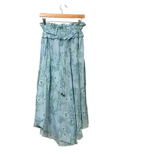 Intimately Free People Blue Floral Smocked Wide Leg Gauze Pants Medium thumbnail 3